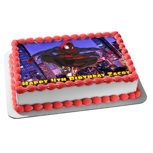 Marvel Spider-Man Into the Spider-Verse Miles Morales Edible Cake Topper Image ABPID01849