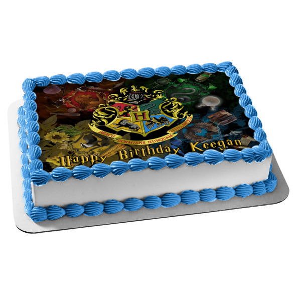 Harry Potter Hogwarts School of Wizarding Houses Edible Cake Topper Image ABPID04311