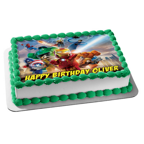 LEGO Marvel Super Heroes Iron Man Edible Cake Topper Image ABPID04328