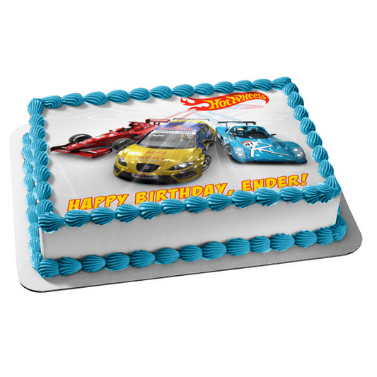 Hot Wheels Logo Race Cars Edible Cake Topper Image ABPID03958