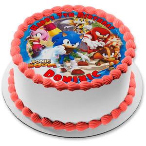 Sonic the Hedgehog Boom Amy Rose Knuckles the Echidna Edible Cake Topper Image ABPID03353