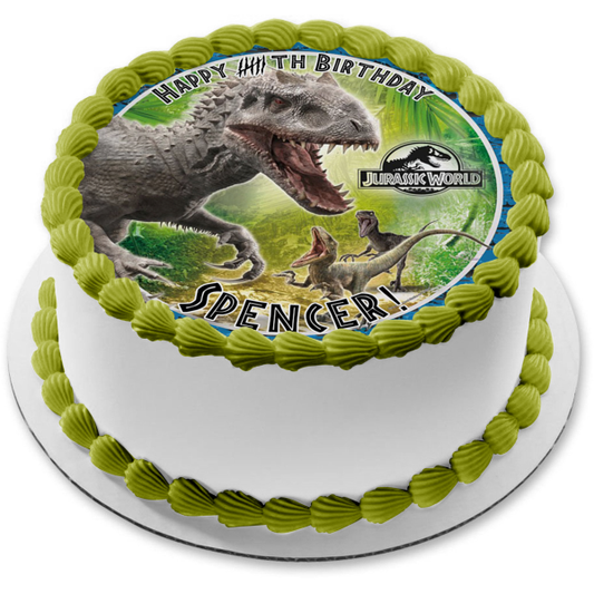 Imagen comestible para tarta de Jurrasic World Tyrannosaurus Rex y Velociraptors ABPID06036 