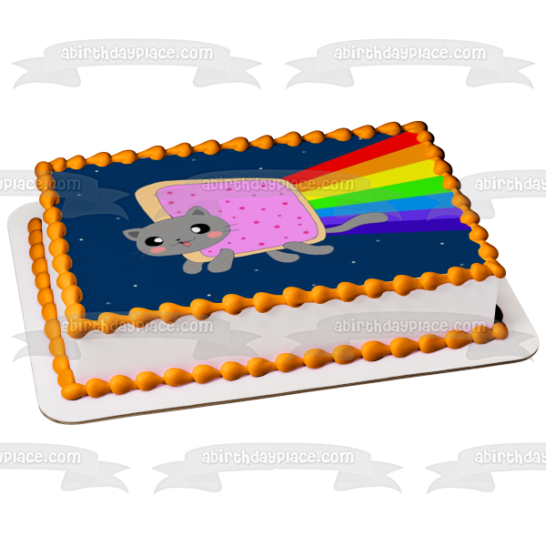 Nyan Cat Rainbow Edible Cake Topper Image ABPID06172