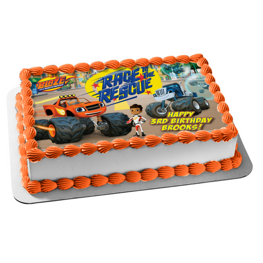 Blaze y los Monster Machines Carrera al rescate Rayas Starla y Darington Adorno comestible para tarta Imagen ABPID06627 