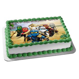 The LEGO Ninjago Movie Lloyd Sensei Wu Fuchsia Ninja Zane Kai Jay Edible Cake Topper Image ABPID00025