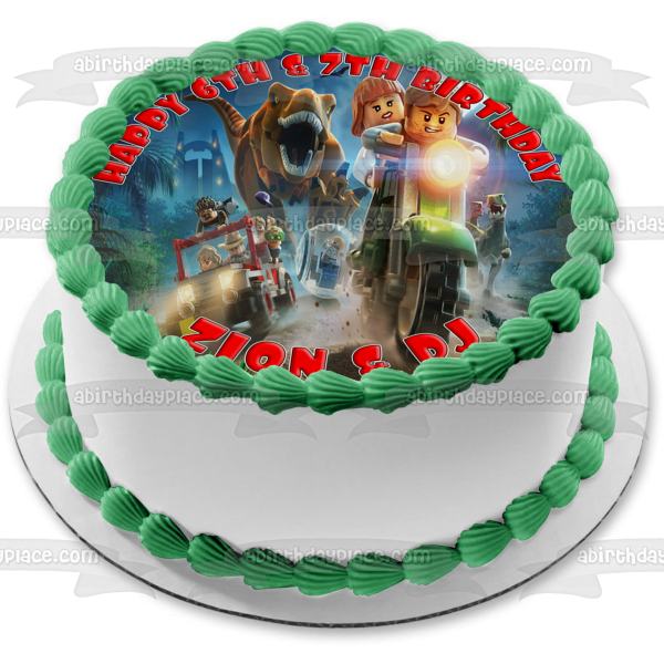 LEGO Jurassic World Personajes variados Motocicleta Raptor Adorno comestible para tarta Imagen ABPID00457 