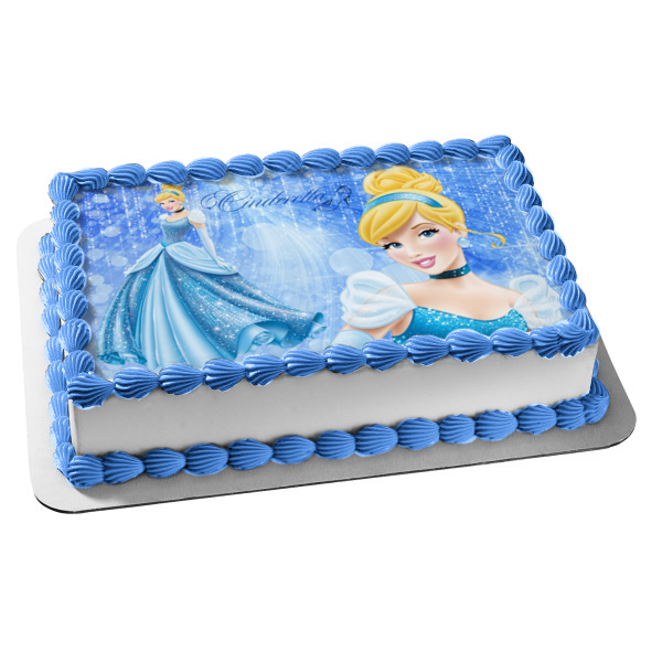 Princess Cinderella Glass Slipper Ballgown Edible Cake Topper Image ABPID03658