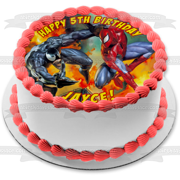 Spider-Man Venom Fire Edible Cake Topper Image ABPID01690