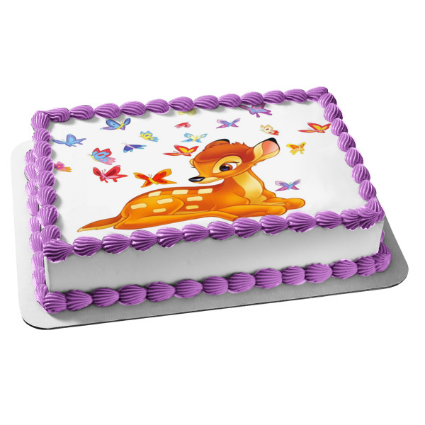 Disney Bambi Blue Red Purple Butterflies Edible Cake Topper Image ABPID03665