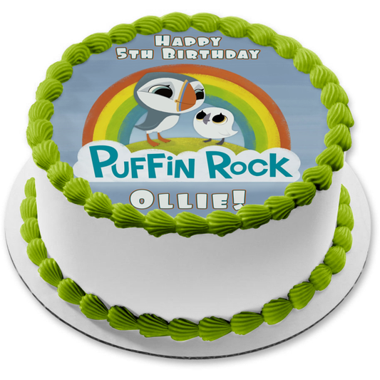 Imagen comestible para decoración de tarta de Puffin Rock Oona Baba y un arcoíris ABPID03645 