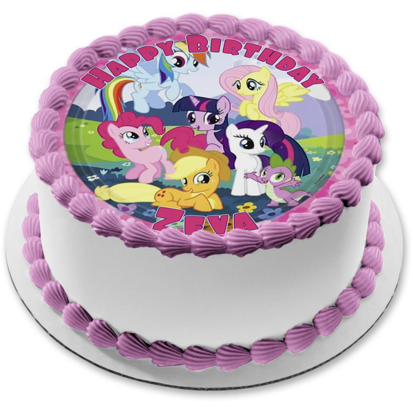 My Little Pony Equestria Girls Rainbow Dash Fluttershy Pinkie Pie Flowers Edible Cake Topper Image ABPID06245
