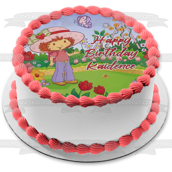 Strawberry Shortcake Butterflies Flowers Edible Cake Topper Image ABPID08469