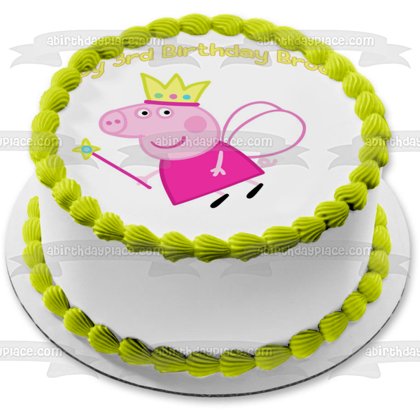 Peppa Pig Fairy Crown Magic Wand Fairy Wings Edible Cake Topper Image ABPID12367