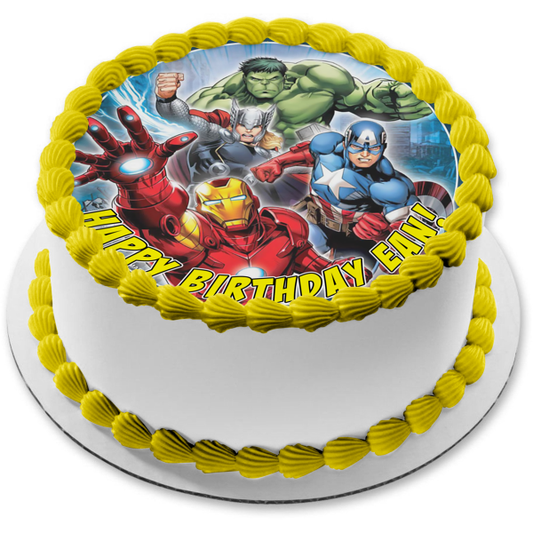 Avengers Hulk Thor Iron Man Captain America Edible Cake Topper Image ABPID21788