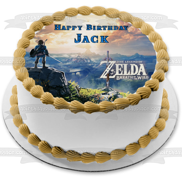The Legend of Zelda Breath of the Wild Link Mountain Top Sword Hyrule Edible Cake Topper Image ABPID22348