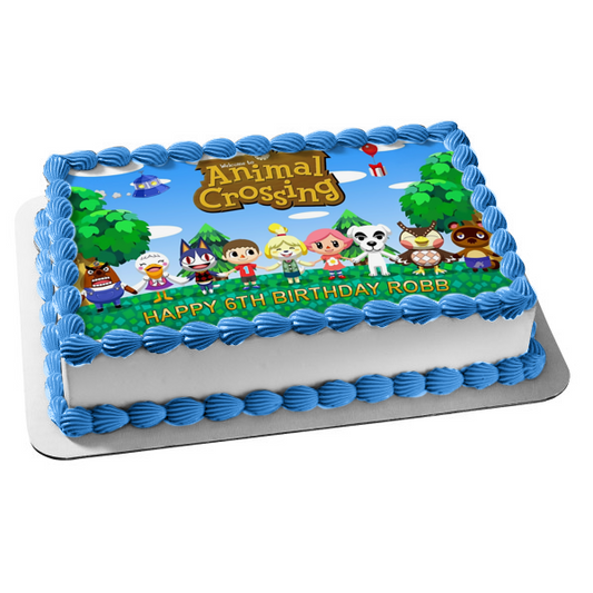 Welcome to Animal Crossing K. K. Slider and Friends Edible Cake Topper Image ABPID01079