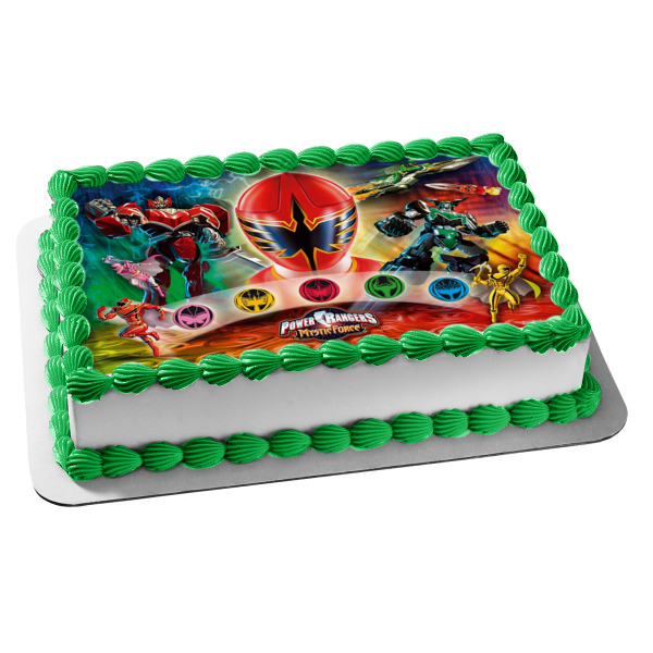 Power Rangers Mystic Force Logo Red Mystic Yellow Mysticd Pink Mystic Blue Mystic White Mystic Solaris Knight Wolf Warrior Edible Cake Topper Image ABPID03696