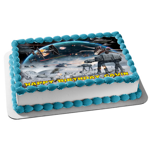 Star Wars Battle Scene X-Wing Starfighter Edible Cake Topper Image ABPID09234