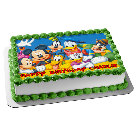 Disney Mickey Mouse Minnie Mouse Goofy Pato Donald Daisy Pato Plutón Decoración comestible para tarta imagen ABPID09200 