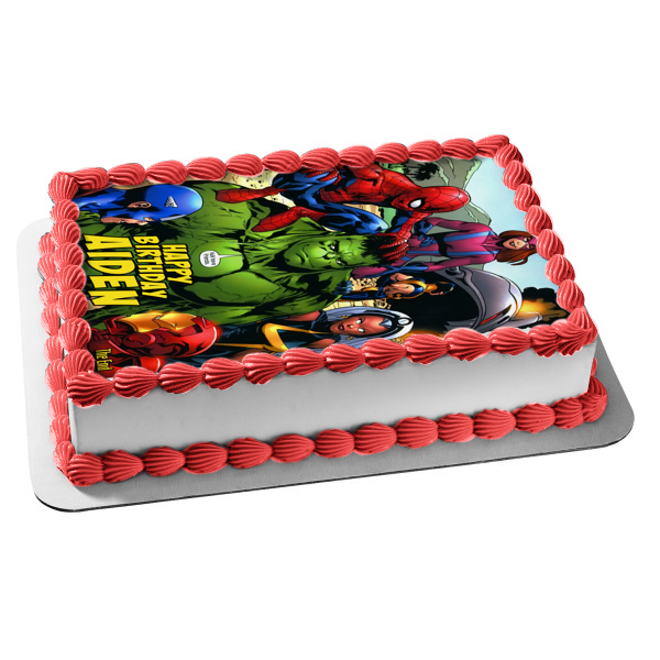 Incredible Hulk Have Friends Spider-Man Iron Man Captain America Marvel Comics Edible Cake Topper Image ABPID09059