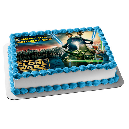 Star Wars: The Clone Wars Yoda Luke Skywalker Storm Troopers Ahsoka Tano Starships Edible Cake Topper Image ABPID08505