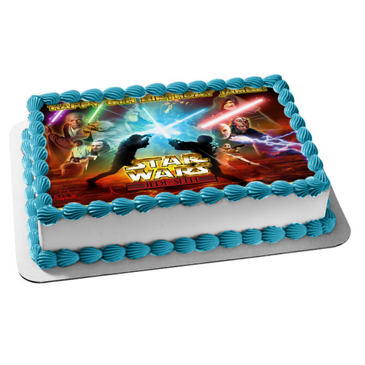 Star Wars Jedi Sith Darth Maul Mace Windu Qui-Gon Jinn Count Dooku Edible Cake Topper Image ABPID08504