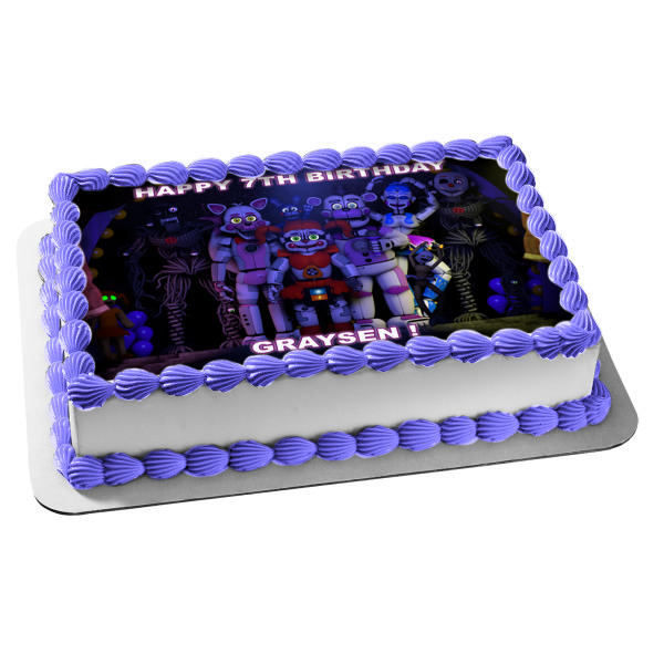 Five Nights at Freddy's Sister Location Ennard Circus Baby Funtime Foxy Ballora Funtime Freddy Funtime Lolbit Edible Cake Topper Image ABPID08194