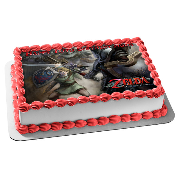 The Legend of Zelda Twilight Princess Link Sword Sheild Edible Cake Topper Image ABPID08165