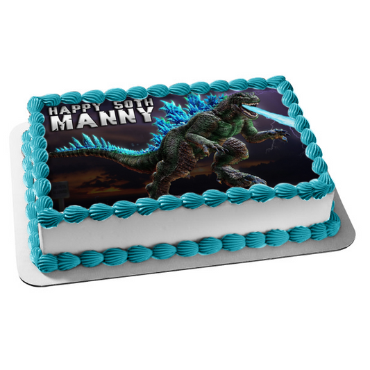 Blue Godzilla Breathing Ice Lightening Edible Cake Topper Image ABPID08096