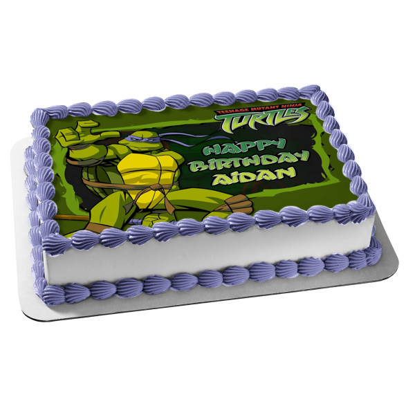 Teenage Mutant Ninja Turtles Logo Leonardo Edible Cake Topper Image ABPID07775