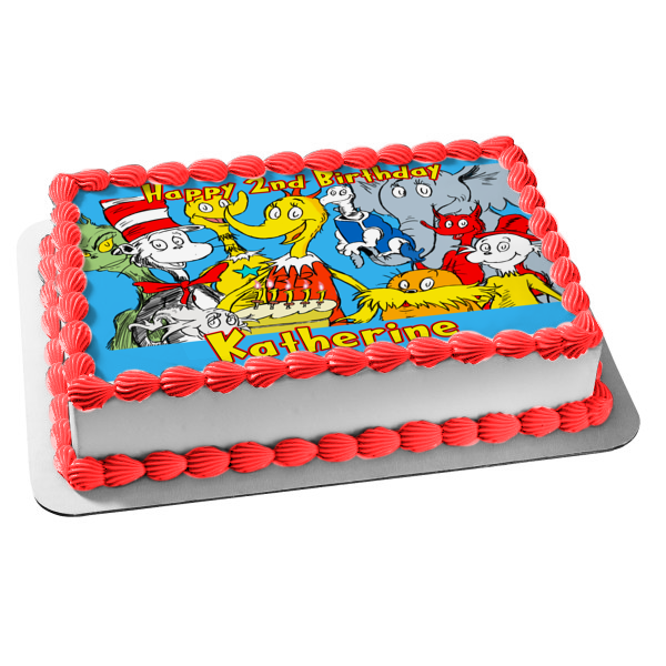 Dr. Seuss Horton Hears a Who the Cat In the Hat the Lorax Cake Edible Cake Topper Image ABPID07288