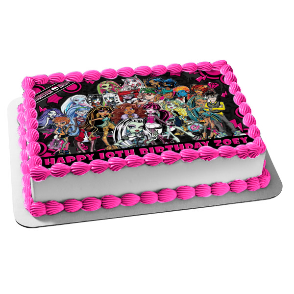 Monster High Clawdeen Wolf Lagoona Blue Cleo De Nile Draculaura Frankie Stein Ghoulia Yelps Edible Cake Topper Image ABPID06941