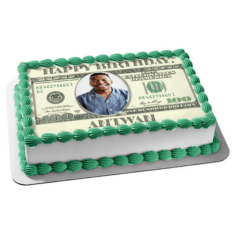 100 Dollar Bill Personalize Edible Cake Topper Image Frame ABPID06886
