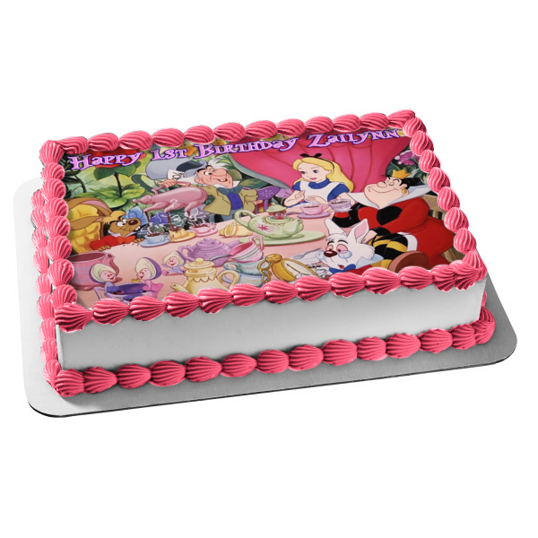 Disney Alice In Wonderland the Mad Hatter the White Rabbit the Queen of Hearts Edible Cake Topper Image ABPID06560
