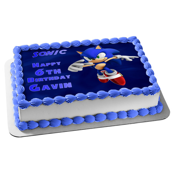 Sonic the Hedgehog Blue Background Edible Cake Topper Image ABPID05553