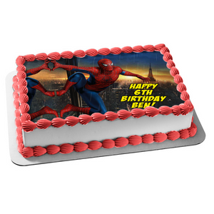 Spider-Man City Skyline Edible Cake Topper Image ABPID05480