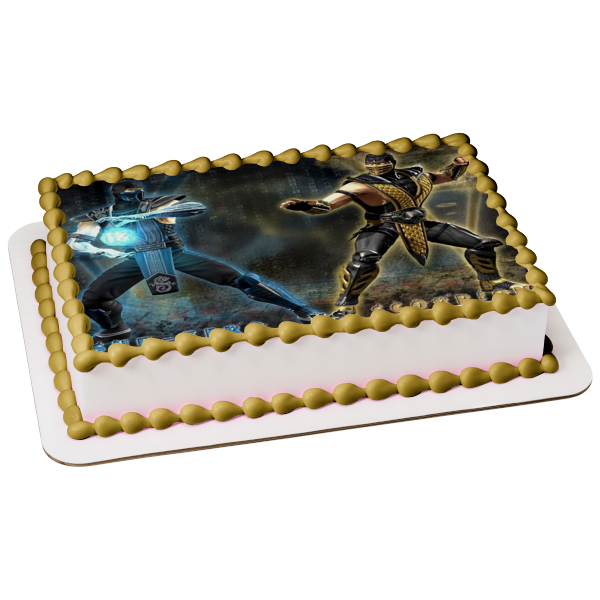 Mortal Kombat Sub-Zero and Scorpion Edible Cake Topper Image ABPID03755