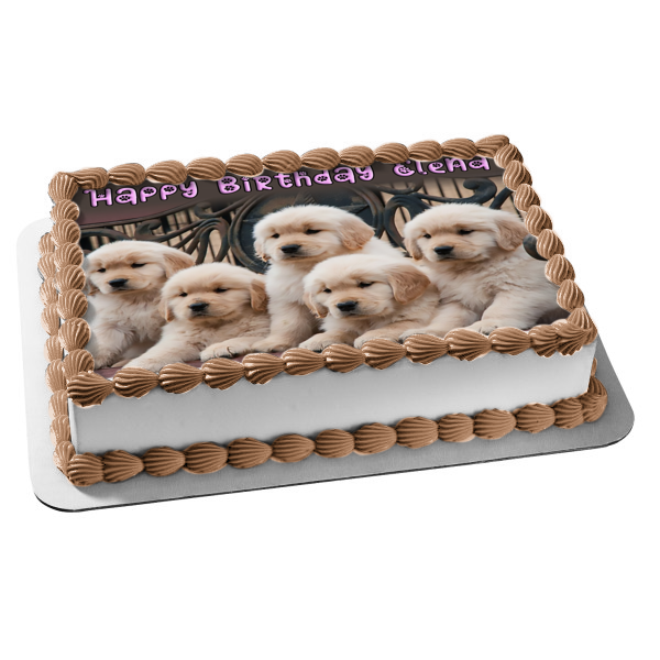 Golden Retriever Puppies Edible Cake Topper Image ABPID05356