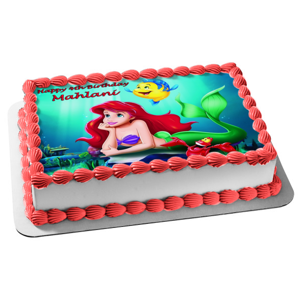 Disney the Little Mermaid Flounder Sebastian Ariel Underwater Edible Cake Topper Image ABPID05255