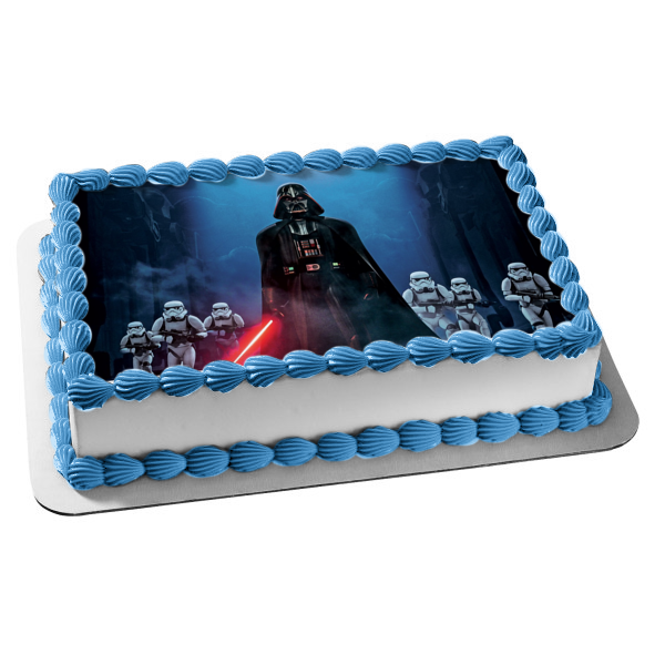 Star Wars Darth Vader Light Saber and Storm Troopers Edible Cake Topper Image ABPID03760