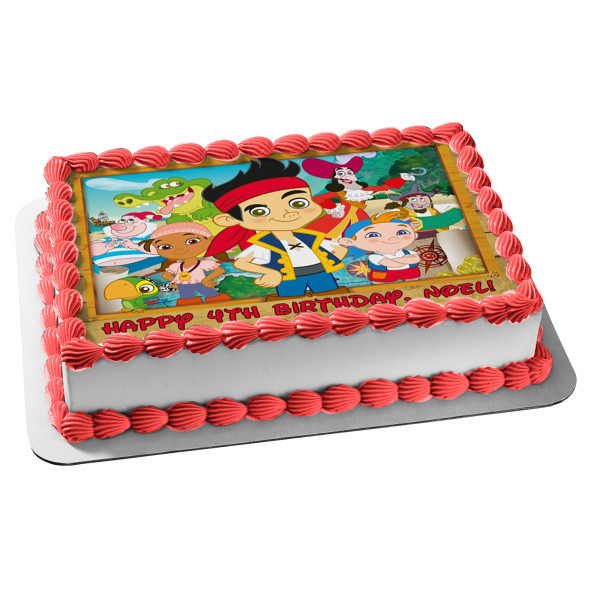 Jake and the Never Land Pirates Izzy Cubby Skully Captain Hook Edible Cake Topper Image ABPID05153
