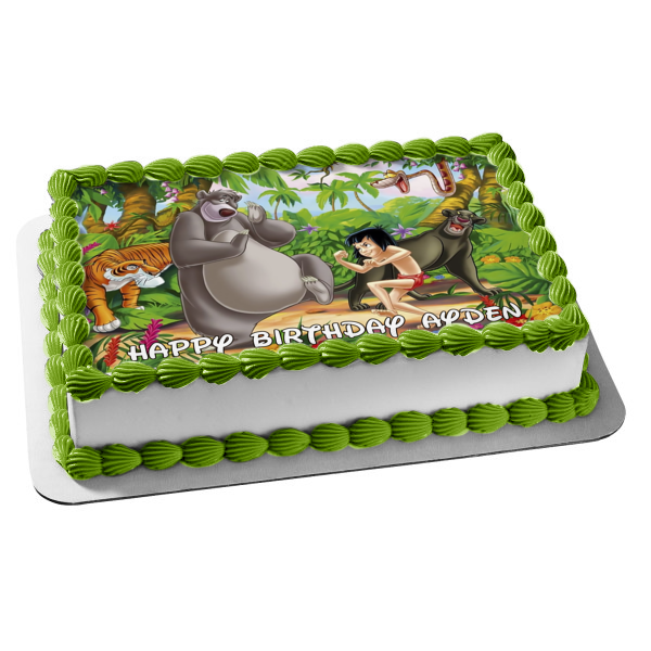 Disney the Jungle Book Mowgli Shere Khan Bagheera Baloo Kaa Edible Cake Topper Image ABPID05035
