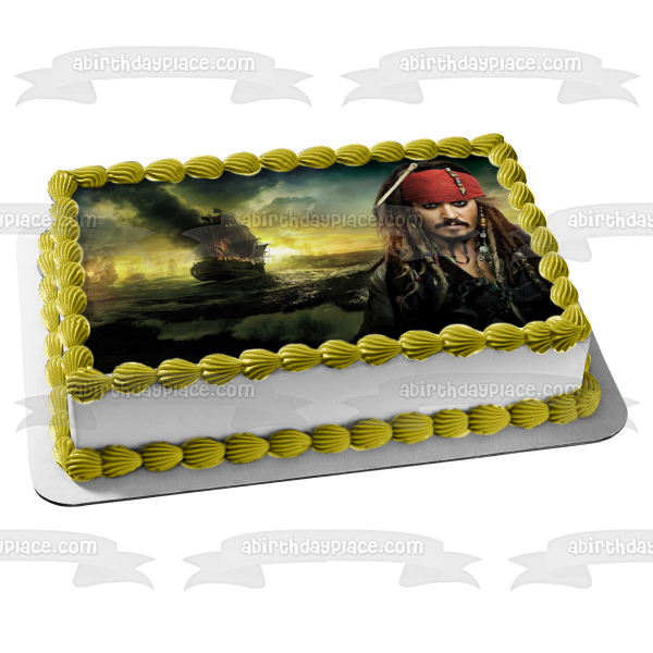 Pirates of the Caribbean Captain Jack Sparrow Edible Cake Topper Image ABPID03761