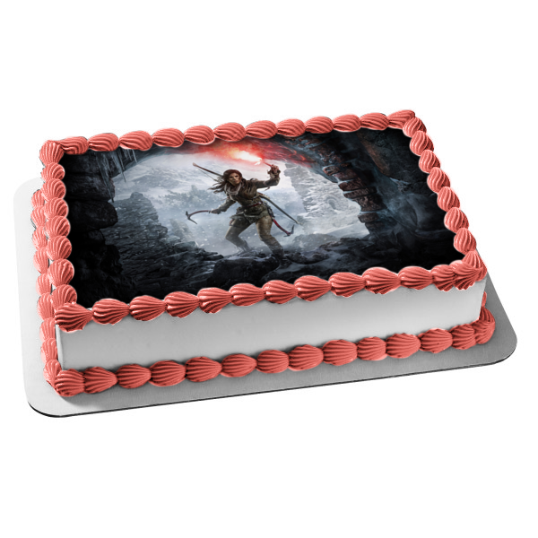 Rise of the Tomb Raider Lara Croft Edible Cake Topper Image ABPID03770 – A Birthday Place