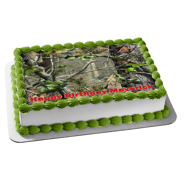 Mossy Oak Camo Camouflage Real Tree Apg Leaves Edible Cake Topper Image ABPID04106