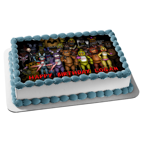 Five Nights at Freedy's Storia Bonnie Chica Bonnie Toy Chica and Lefty Edible Cake Topper Image ABPID03598