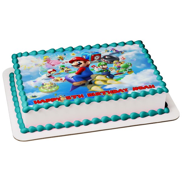 Super Mario Brothers Luigi Yoshi and Mario Party Edible Cake Topper Image ABPID03597
