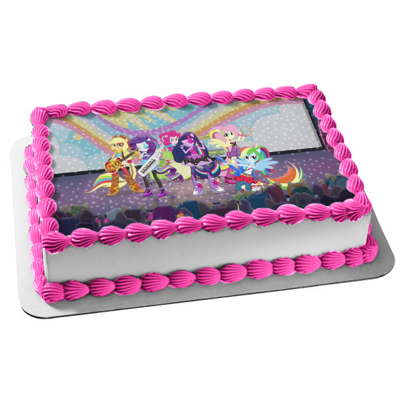 My Little Pony Equestria Girls Friendship Is Magic Rainbow Rocks Twilight Sparkle Applejack and More Band Edible Cake Topper Image ABPID03785