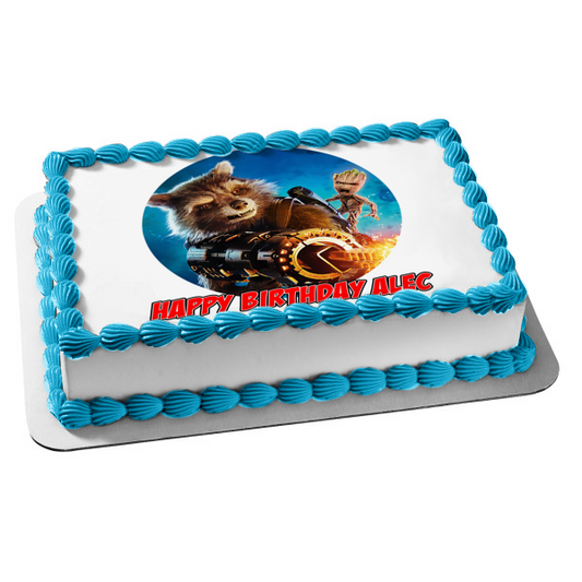 Guardians of the Galaxy Groot Rocket Raccoon Edible Cake Topper Image ABPID15412