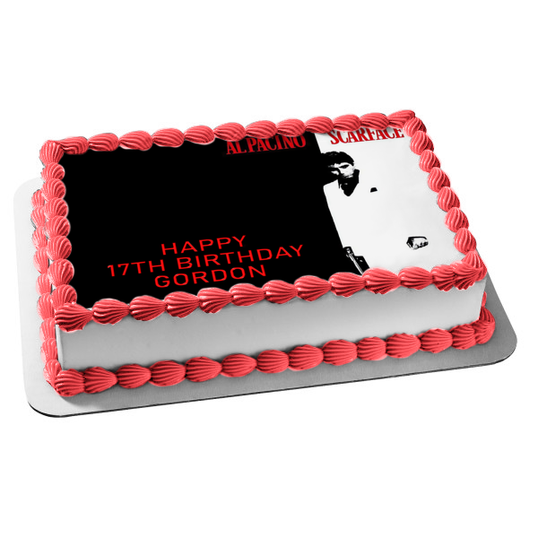Scarface Al Pacino Tony Montana Black and White Edible Cake Topper Image ABPID27136